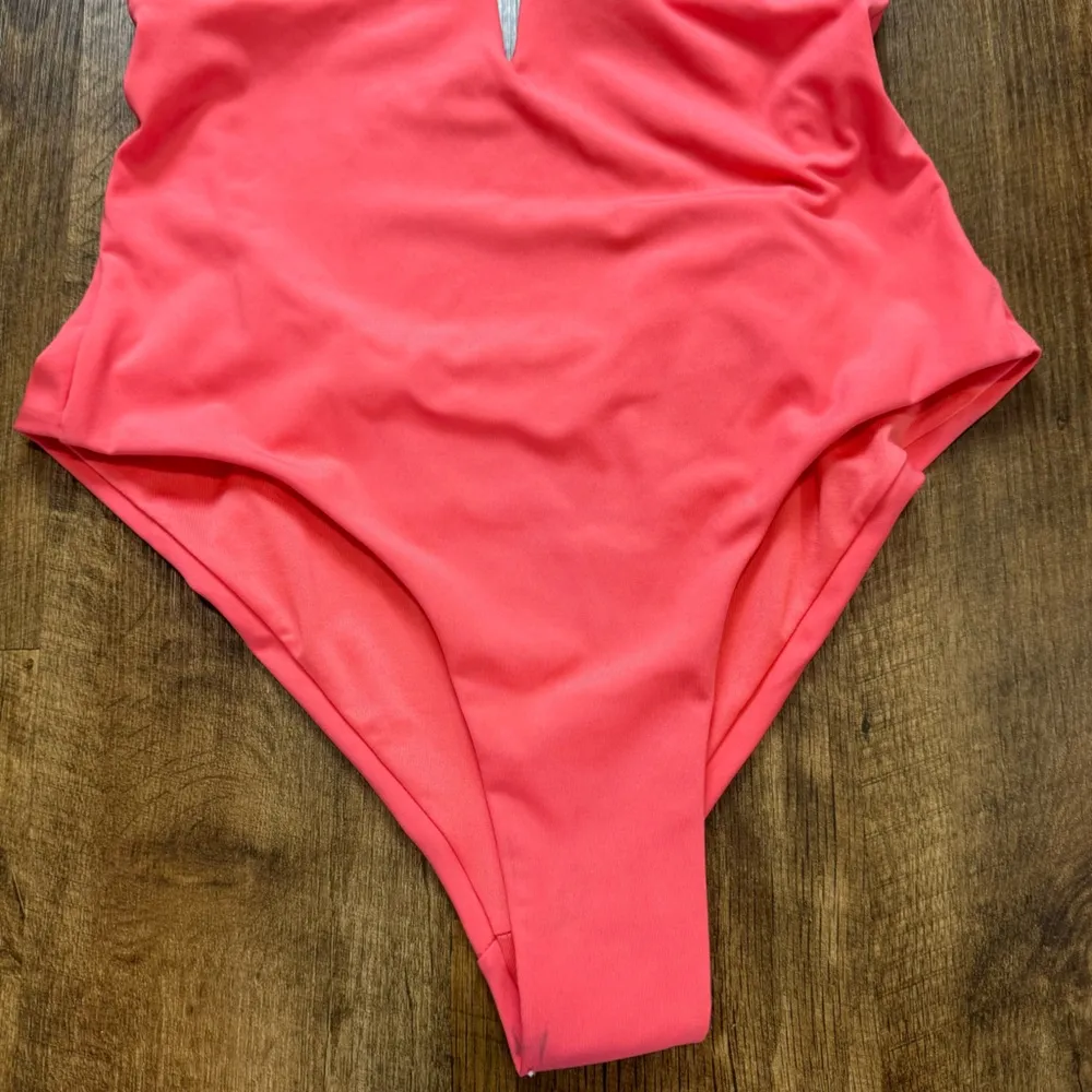 NWT ZARA Cross Strap One Piece Swimsuit Sz Medium Orange Pink Deep Vneck - Image 10