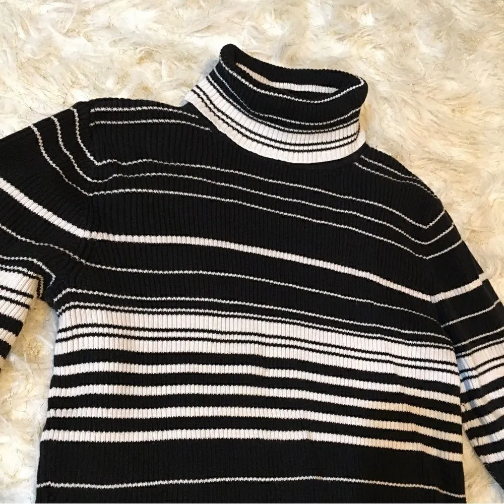 Liz & Co Thick ribbed sweater! Fold neck! Black Size M - Image 4