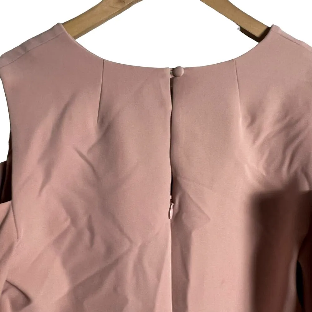 Milly Rachel Italian Cady Bell Sleeve Blush Pink Mini V-Neck Shift Dress Size 4 - Image 9