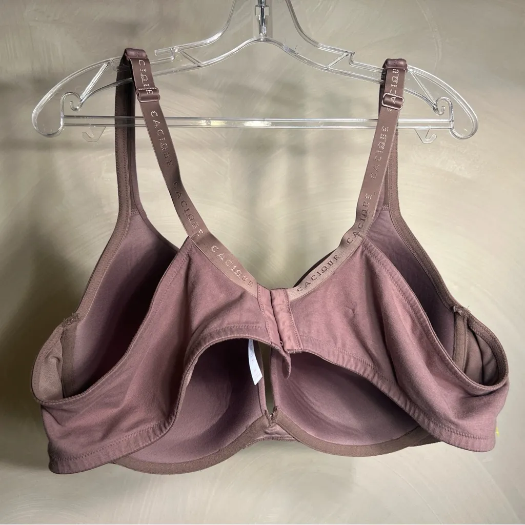 Cacique Women’s Boost Plunge Underwire Coverage Neutral Minimalist Bra|Size:48C - Image 2