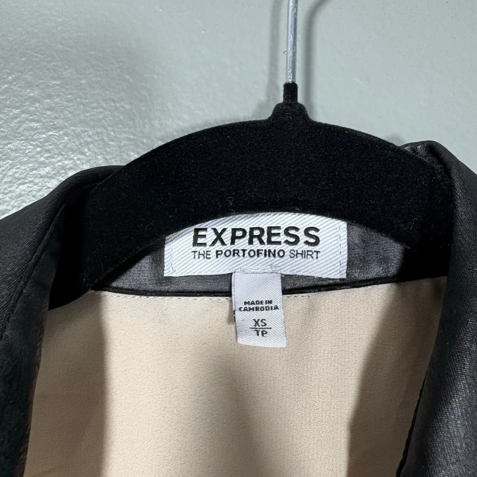 Express The Portofino Shirt Women's Semi-Sheer Tan Button Up - Size XS - Preppy - Image 3