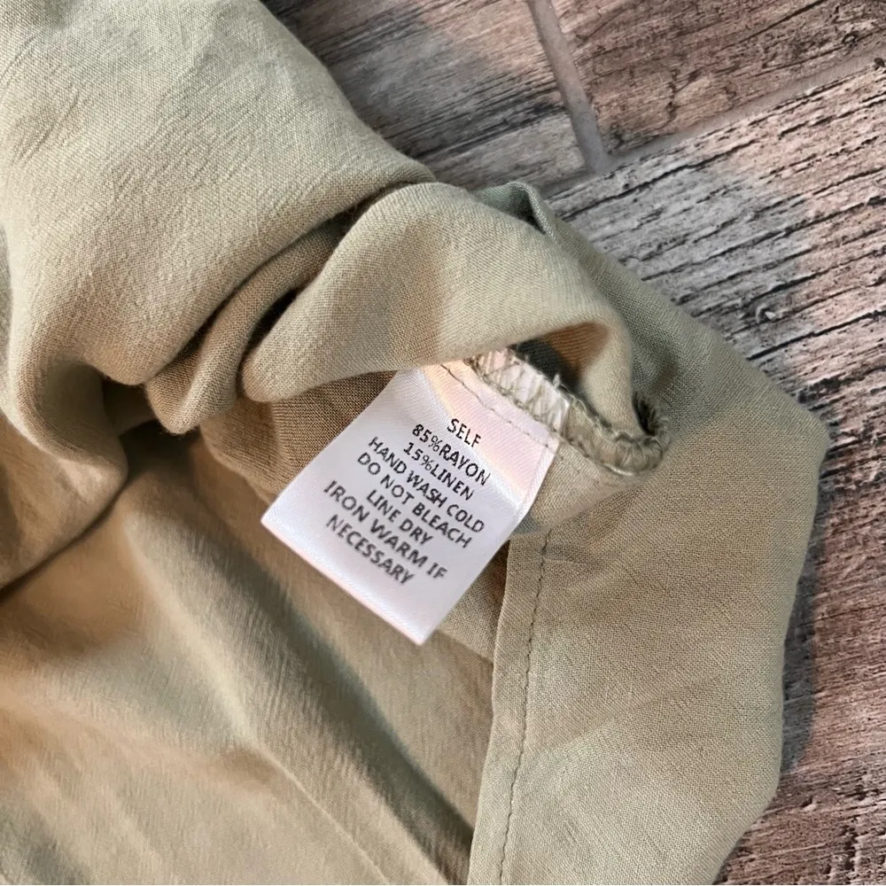 NEWBURY KUSTOM SHIRT BELL SLEEVE BLOUSE XL SAGE GREEN FALL RELAXED FIT  NWT #154 - Image 4