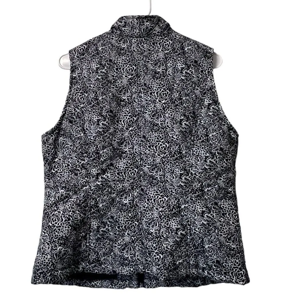 CHRISTOPHER & BANKS WOMEN'S Floral QUILTED ZIPPER FRONT VEST Size Medium Classic - Image 2