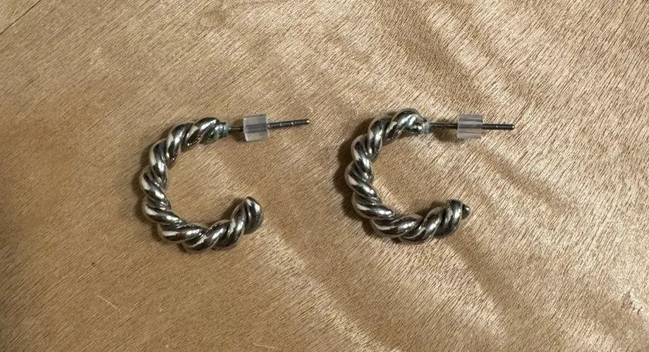 Silver Twisted Hoop Earrings - Image 2