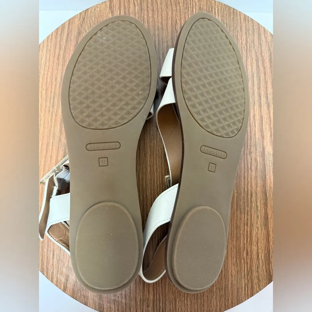 Aerosoles Lewis Off White Ankle Wrap Strap Sandals Buckle NWOT Size: 11 - Image 7