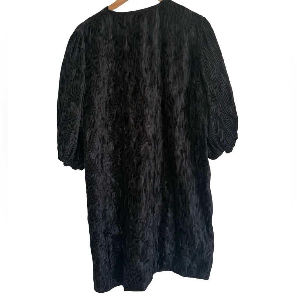 GANNI Satin Pleated Dress in Black Size 10 (42) Anthropologie - Image 6