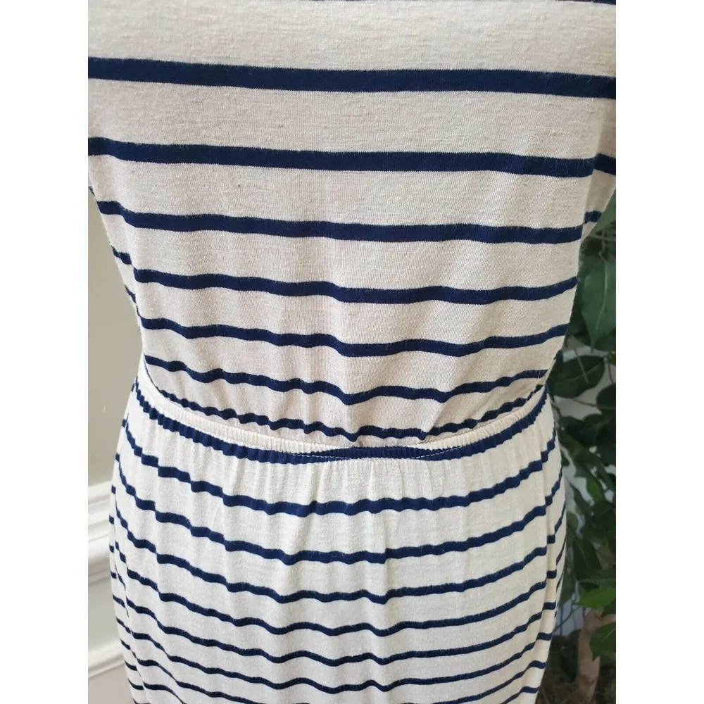 Red Camel Women's White Striped Rayon Scoop Neck Sleeveless Long Maxi Dress S - Image 3