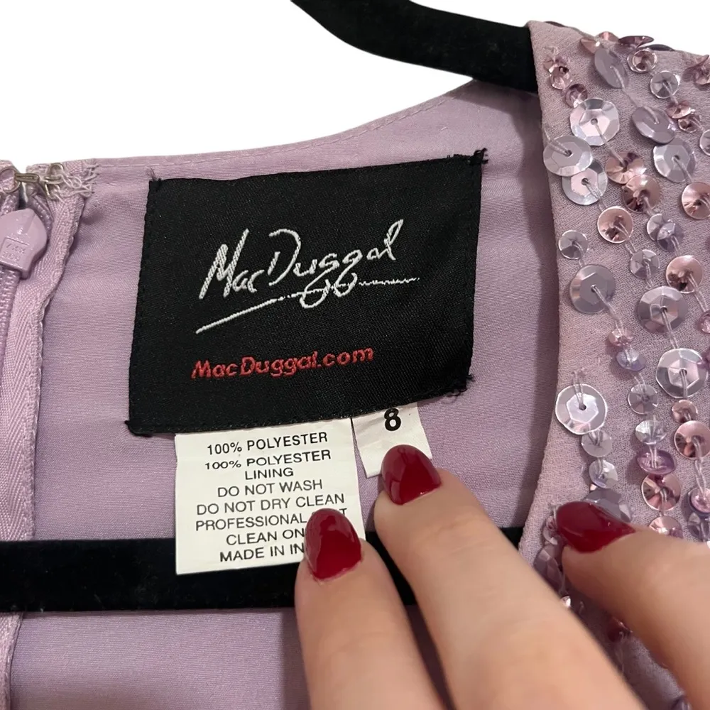 NEW NWT  Purple Sequin Illusion Puff Sleeve V Neck Midi Dress Lavender - Image 11