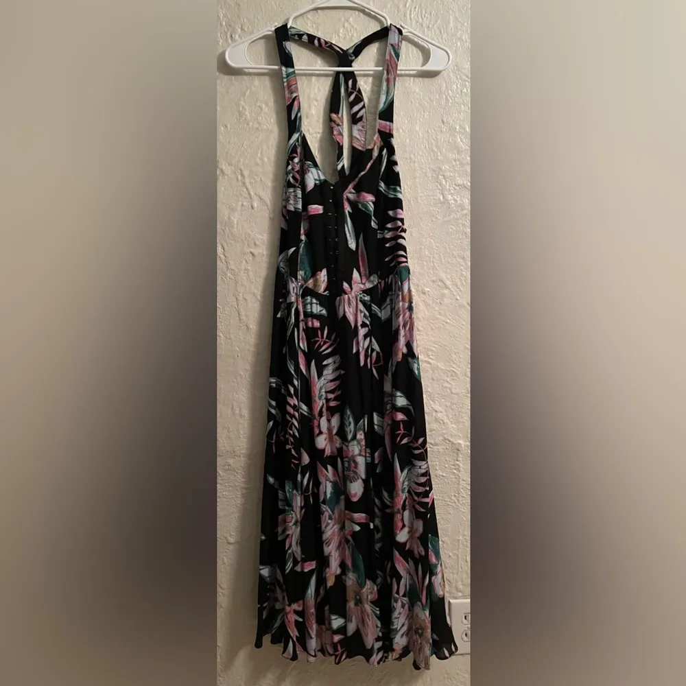 NWT Kimchi Blue Womens Black Floral Bermuda Nights Hook Loop Corset Midi Dress;8 - Image 3