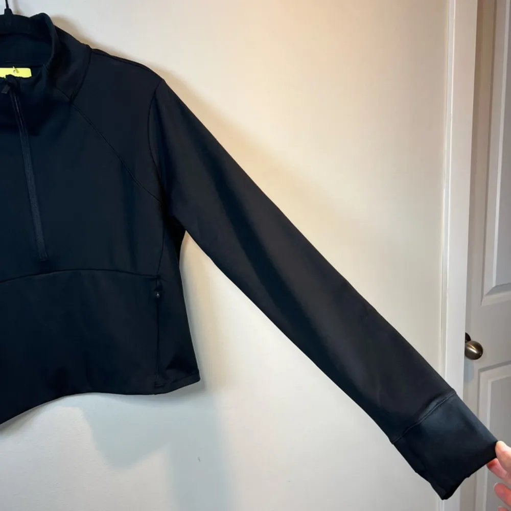 All In Motion Femme Knit 1/2 Zip Pullover Jacket Black Thumb Holes NEW Womens XL - Image 4