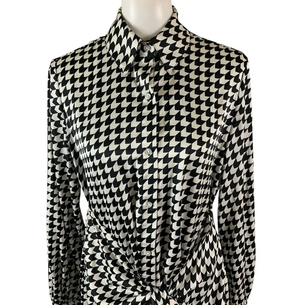 Banana Republic Houndstooth Shirt Dress Mod Retro Workwear Chic Small - Image 2