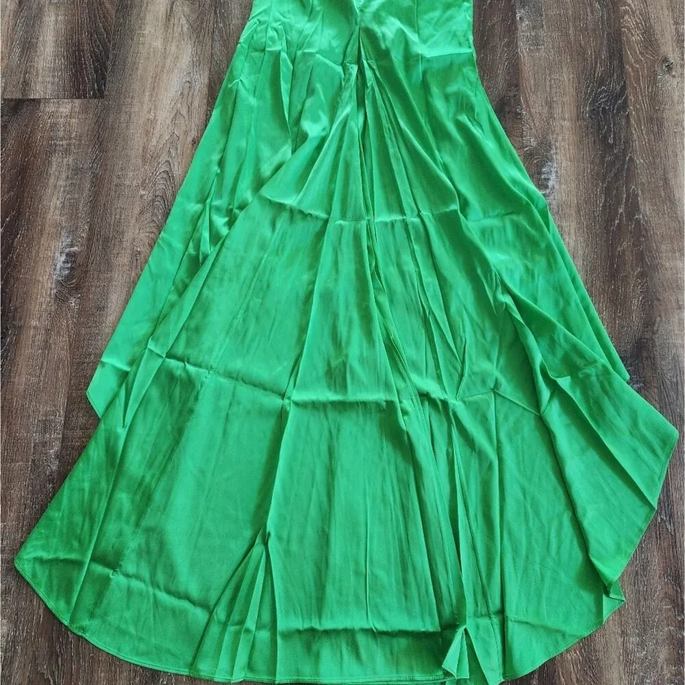 Retrofete Margot Dress Green Size Large Silk Blend Open Back NWT Sleeveless Maxi - Image 11
