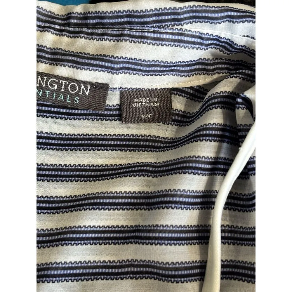 Covington Essentials Blue/White Stripe Long Tab Sl Button Up Blouse W/Tank Small - Image 8