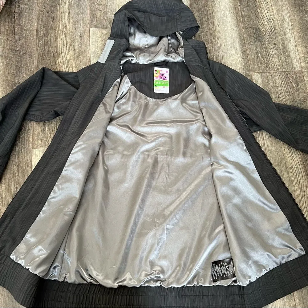 Burton Dryride Softshell Jacket Charcoal Grey Zip Rain Coat Cinched Waist Medium - Image 9