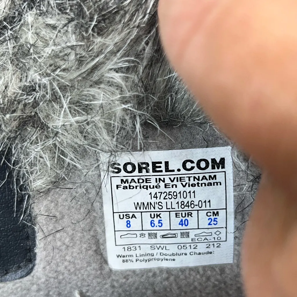 SOREL TOFINO QUILTED SNOW BOOTS W/FUR WATERPROOF WOMEN 8 BLACK PREOWNED - Image 12