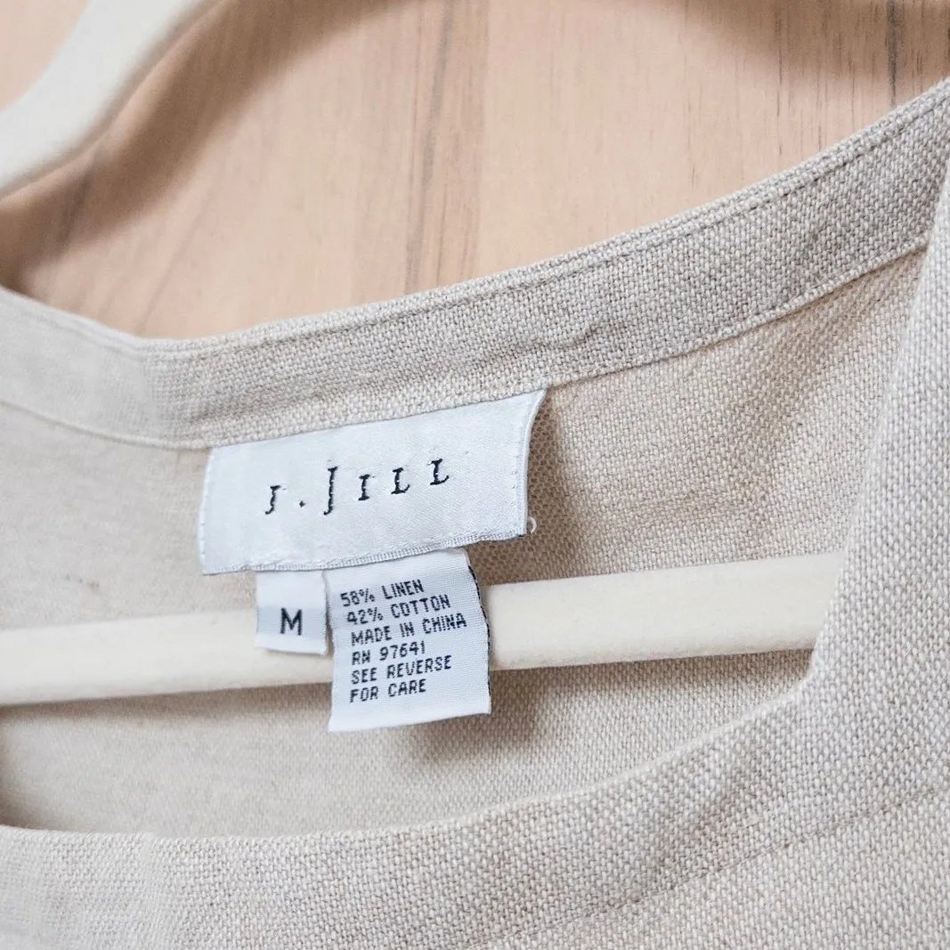 J.Jill Linen Maxi Dress Size M Beige Minimalist Quiet Luxury Coastal Classic Tan Size M - Image 4