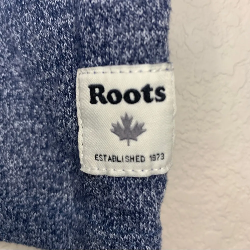 Roots Canada Logo Beaver Marled Blue Short Sleeve Shirt Women Size S - Image 5