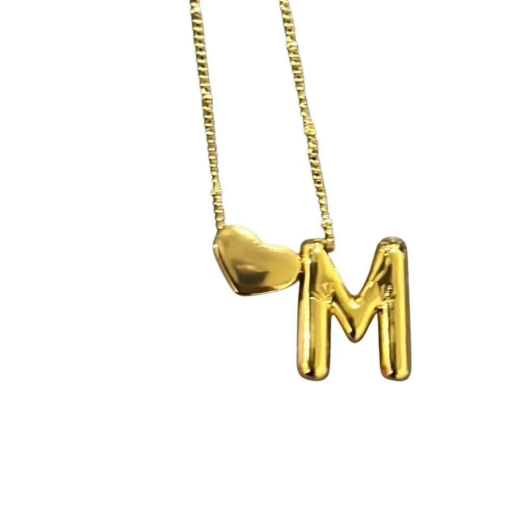 Yosommk Gold M Initial Heart Pendant Fashion Necklace New in Box - Image 3