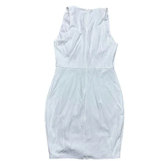 NWOT Lulus Women’s Feeling Coy‎ White Scalloped V-Neck Bodycon Dress Size L - Image 6