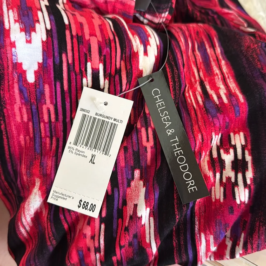 Chelsea & Theodore Boho Maxi Skirt Womens Size XL Pink Multi Ikat Boho Tribal Black - Image 4