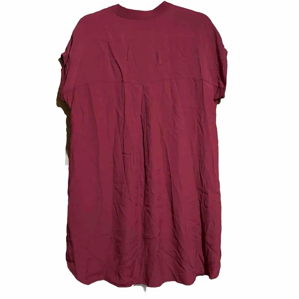 Madewell Dress Womens Medium Red Split Neck Short Sleeve Lined Shift - Image 6