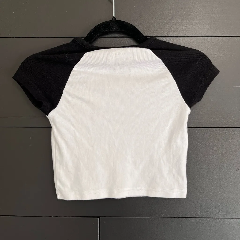 RIPPLE Black & White 8 Ball Women’s Baby Tee Graphic T - Image 2