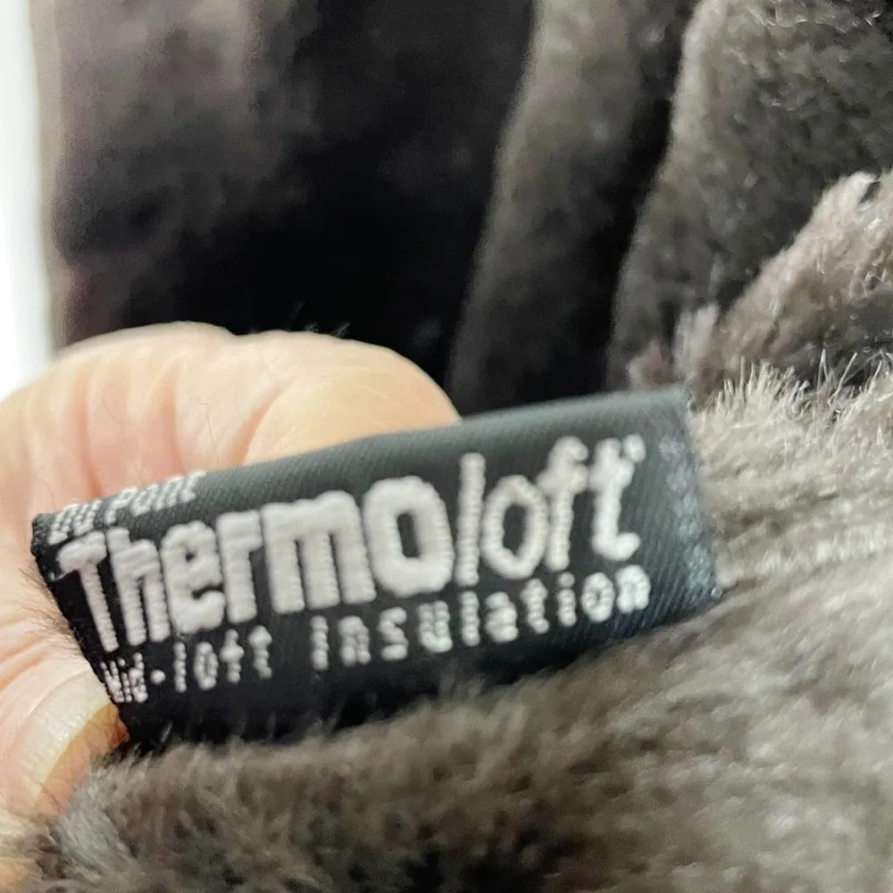 VTG Larry Levine Double Breasted Maxi Long Trench Coat Green Hooded faux Fur M - Image 11