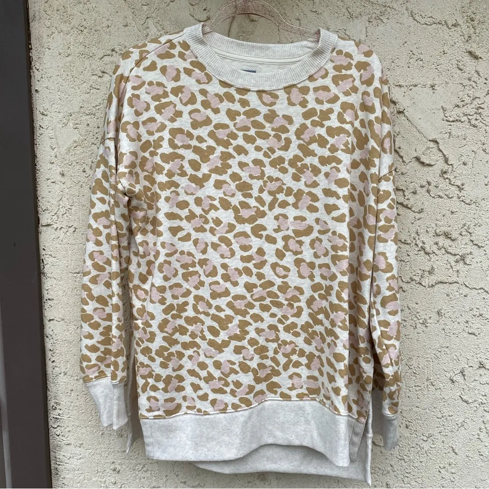 Aerie size medium tan cheetah brown animal print oversized long sleeve crewneck - Image 2