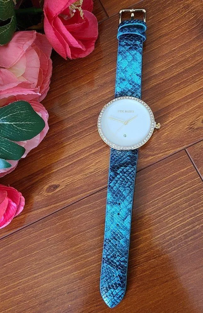 Teal Snake Skin Watch with Rhinestone - Image 6