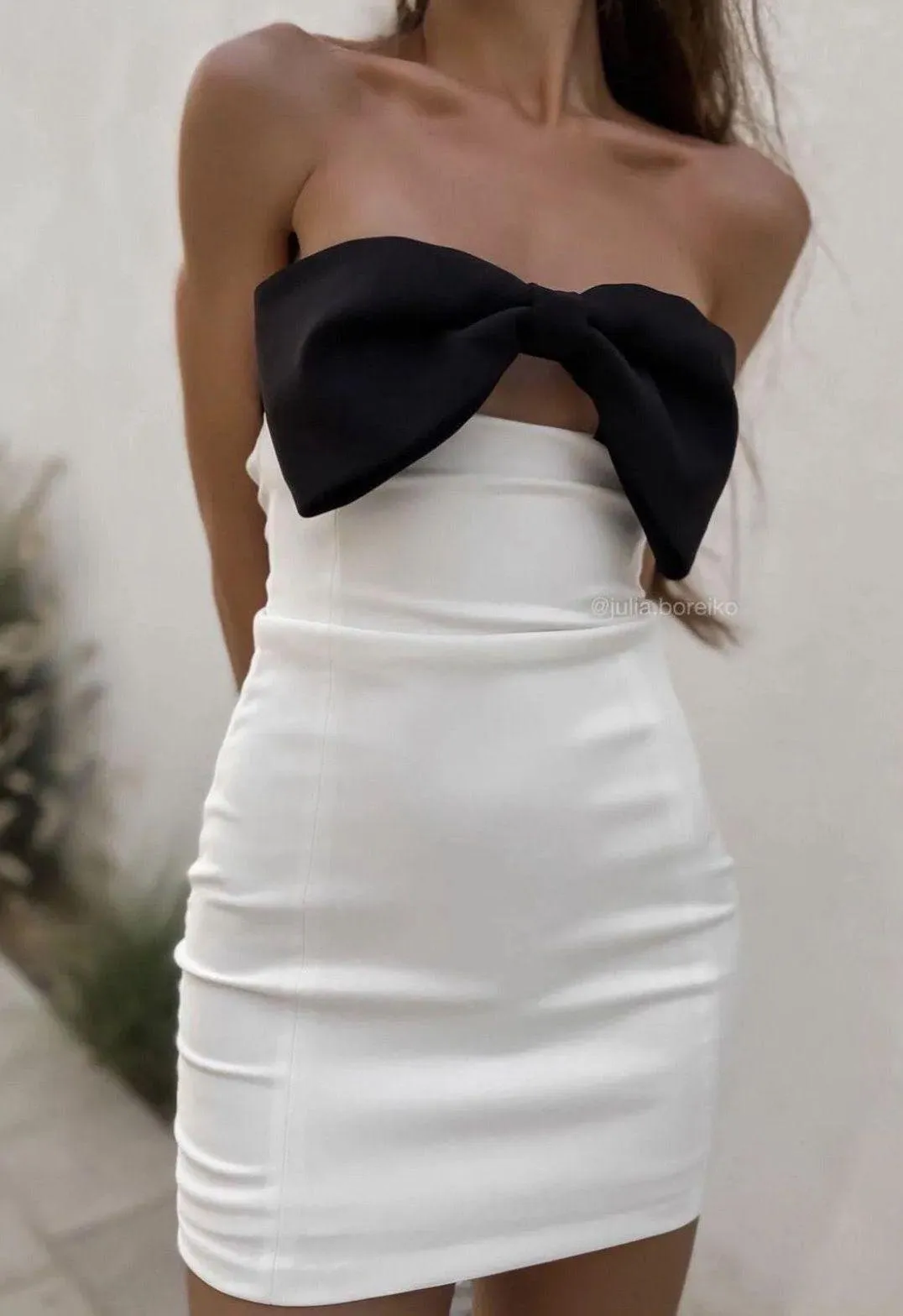 dress mini bow bodycon fitted white wedding party coctail dress - Image 9