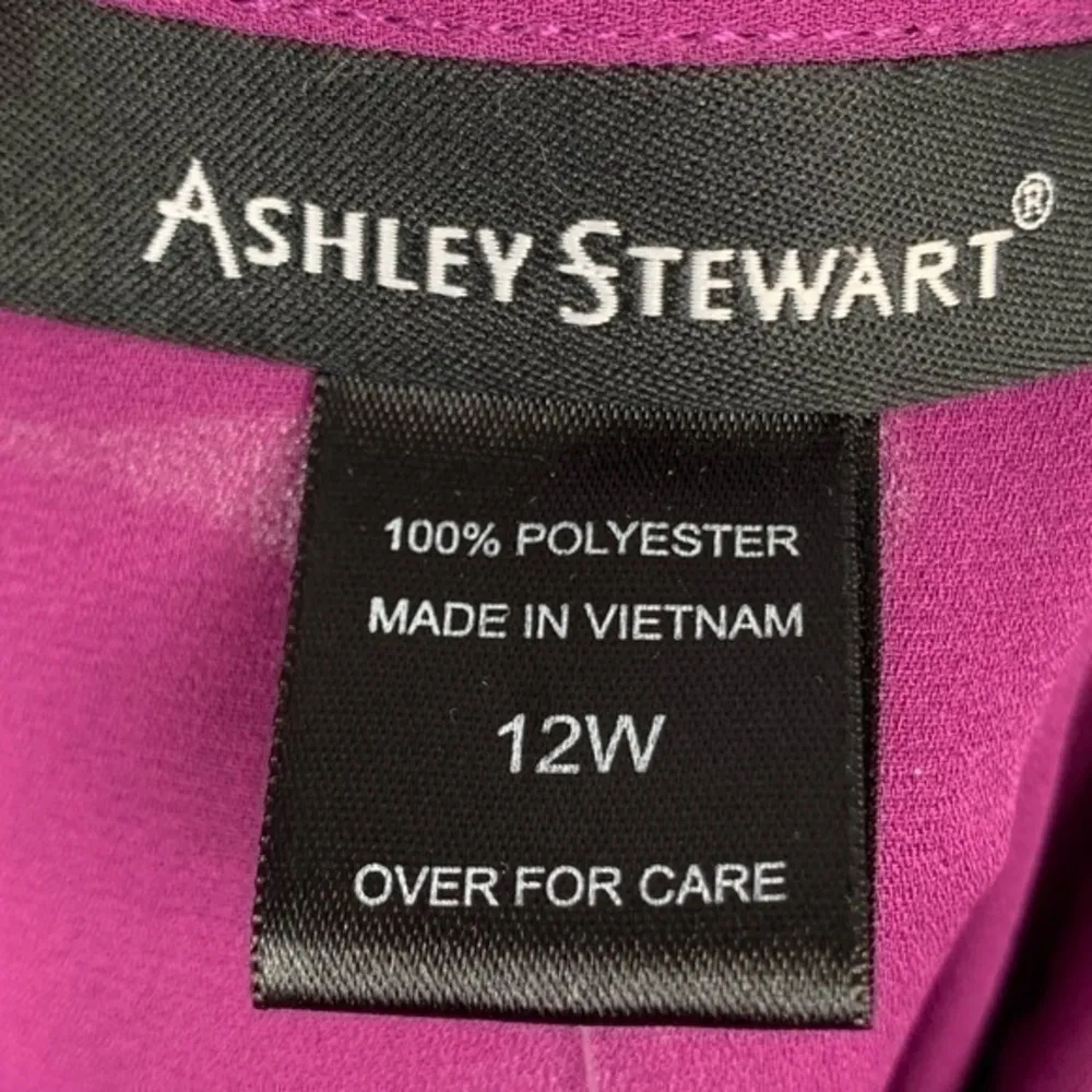 Ashley Stewart Magenta NEW Button Up Blouse Casual Office Chic Feminine Top 12 - Image 5