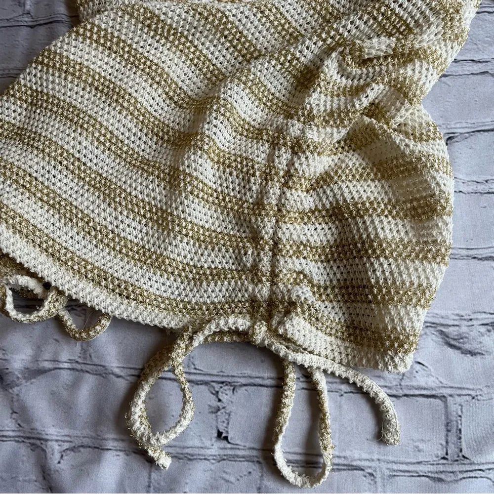 ASOS DESIGN Glitter Stitch Crochet Mini Dress Cover Up Top New NWT Metallic Mesh - Image 11