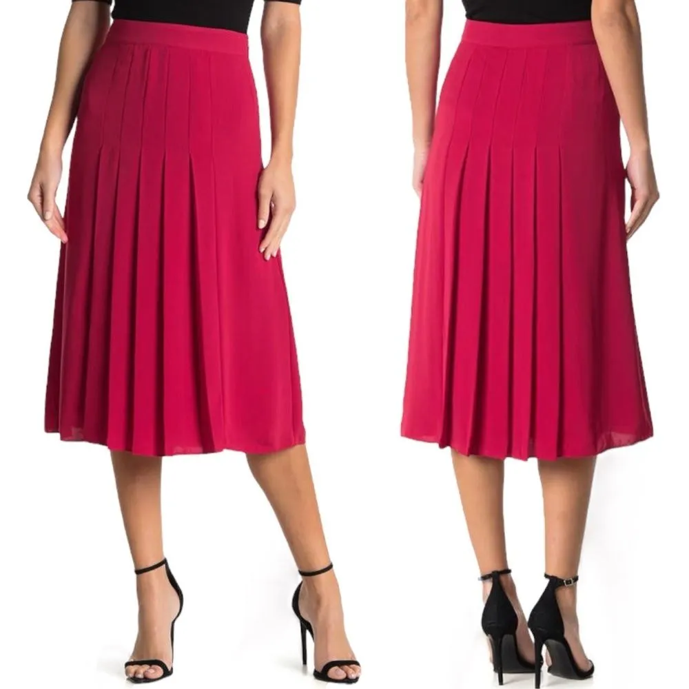 NWT Reiss Cleona Box Pleat Midi Skirt Magenta Red Pleated Women’s Size 6 NEW - Image 13
