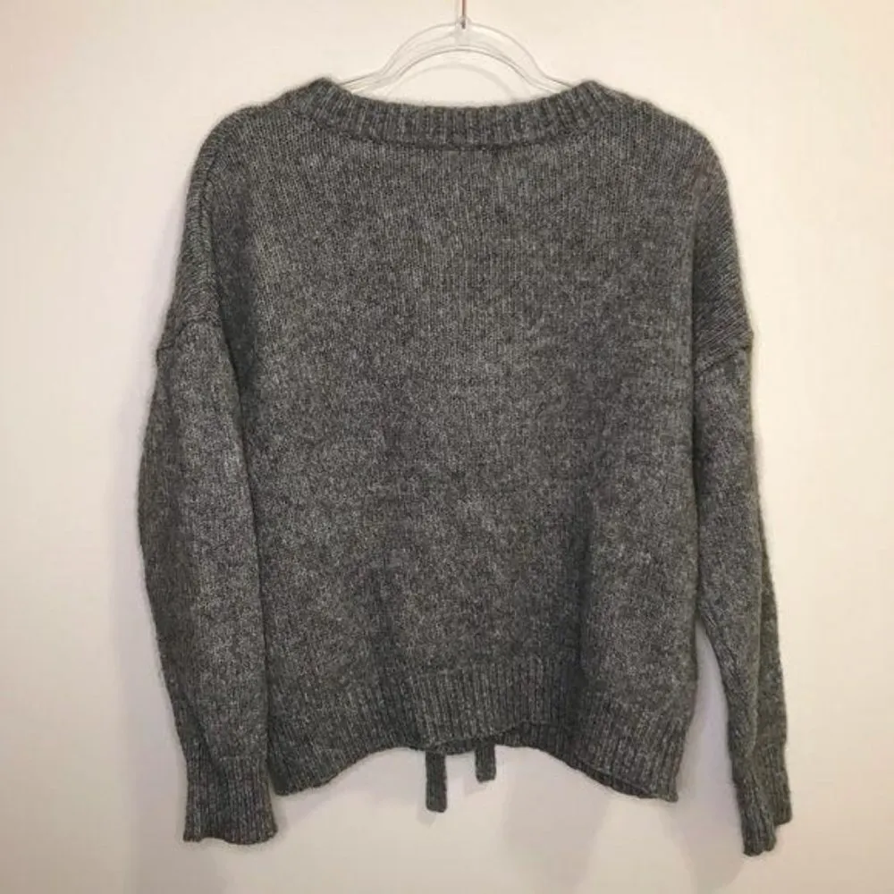 Zara Knit M Lace Up Wool Gray Sweater Size M - Image 6