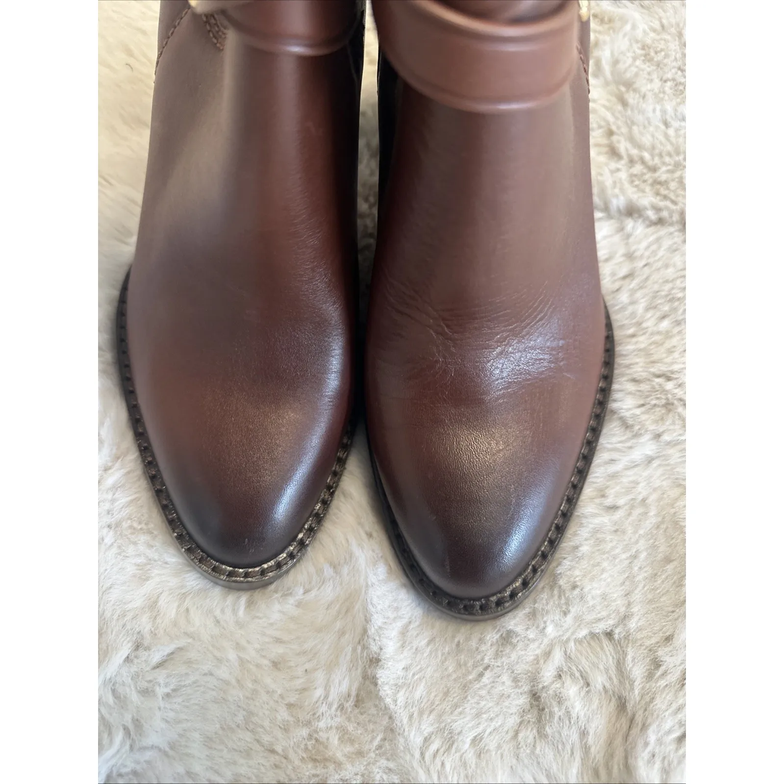 Coach Saddle Brown Jackson Bootie Boots Pull On‎ Cognac Brown Size-8 - Image 16