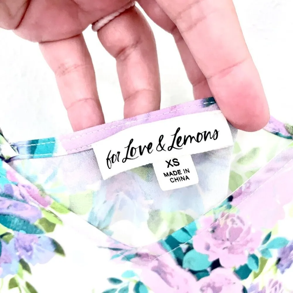 For Love & Lemons Blue-Green Floral Slip Dress Women’s Size XS Mini - Image 3