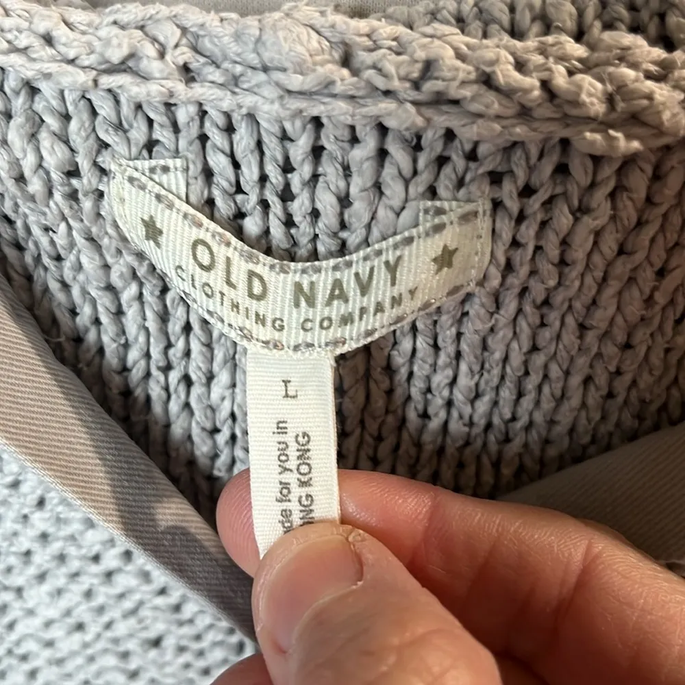 Pullover Cotton Hoodie Warm Sweater Hooded Crochet Womens Large Taupe - Image 5