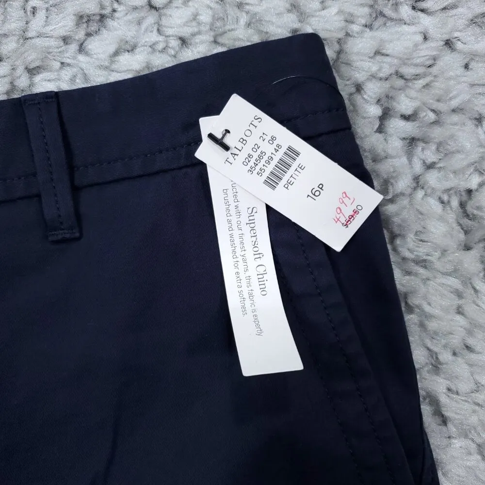 Talbots Relaxed Chino Shorts 6” Women's Size 16P Petite Supersoft Navy Blue - Image 5