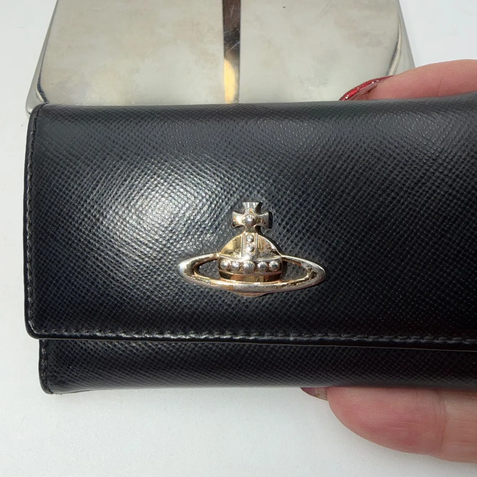 Vivienne Westwood Black Leather Orb Key Holder Wallet Made in Italy - Image 2