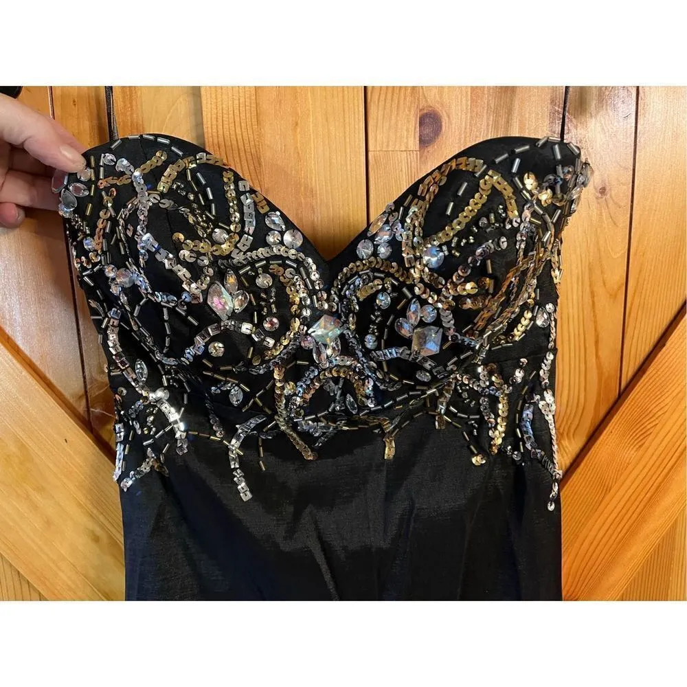 DEB Womens Blk Strapless Bead/Sequin Long Mermaid Event Gown Sz 5 nwt (3016) Black - Image 2