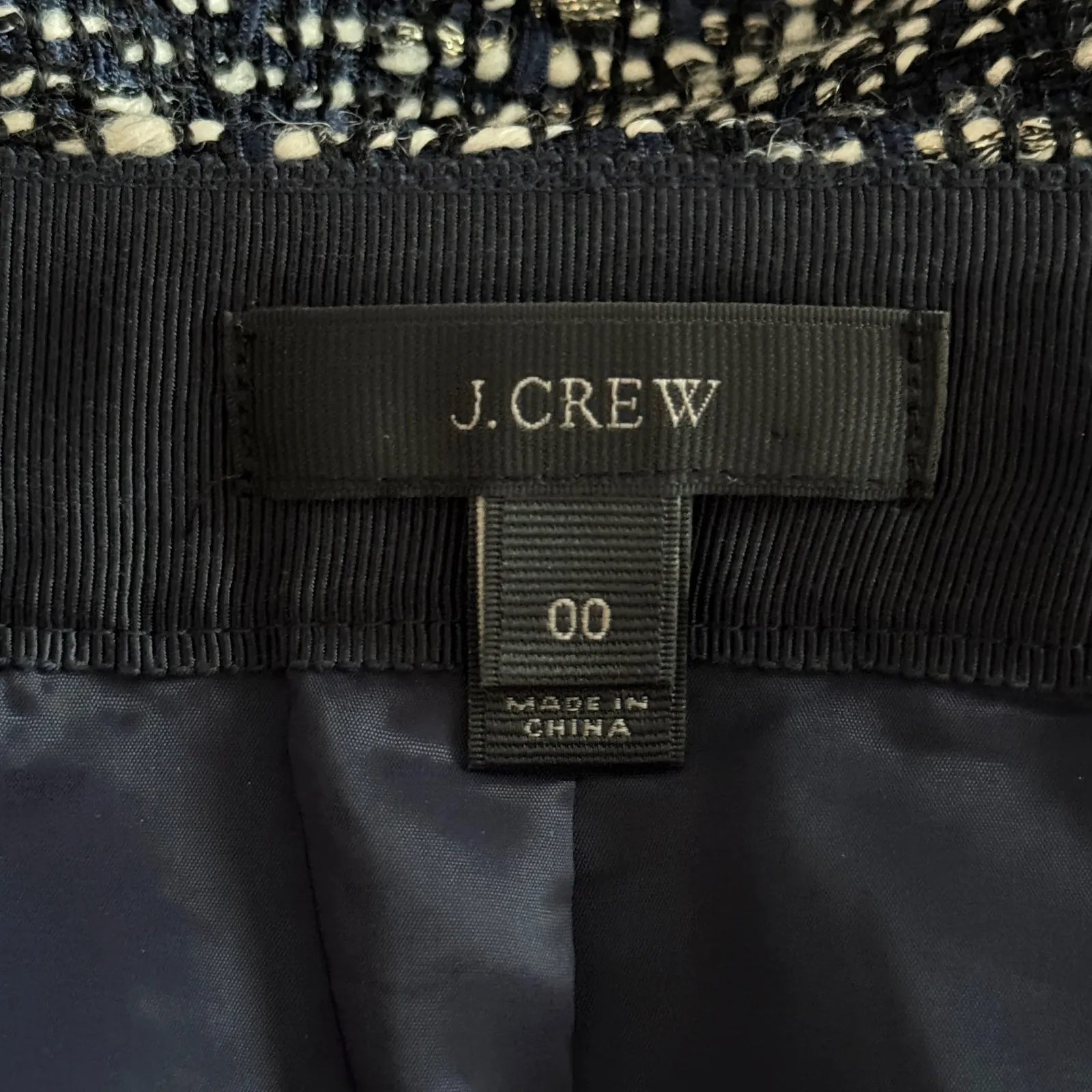 J. Crew Skirt Women Tweed Pencil Frayed Hem Career Wear Black White Blue Size 00 - Image 6