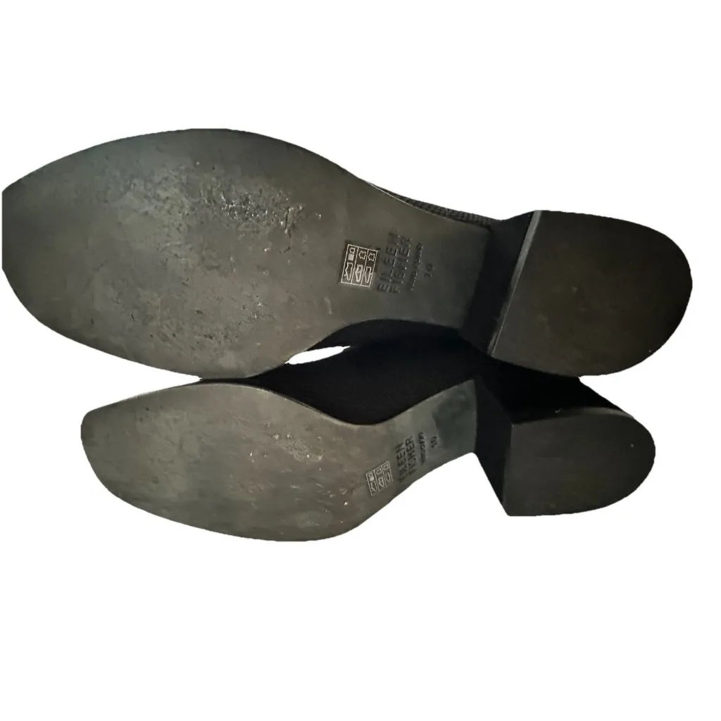 Eileen Fisher Dahlia Knit Stretch Block Heel Ankle Booties Shoes Black Size 10 - Image 5