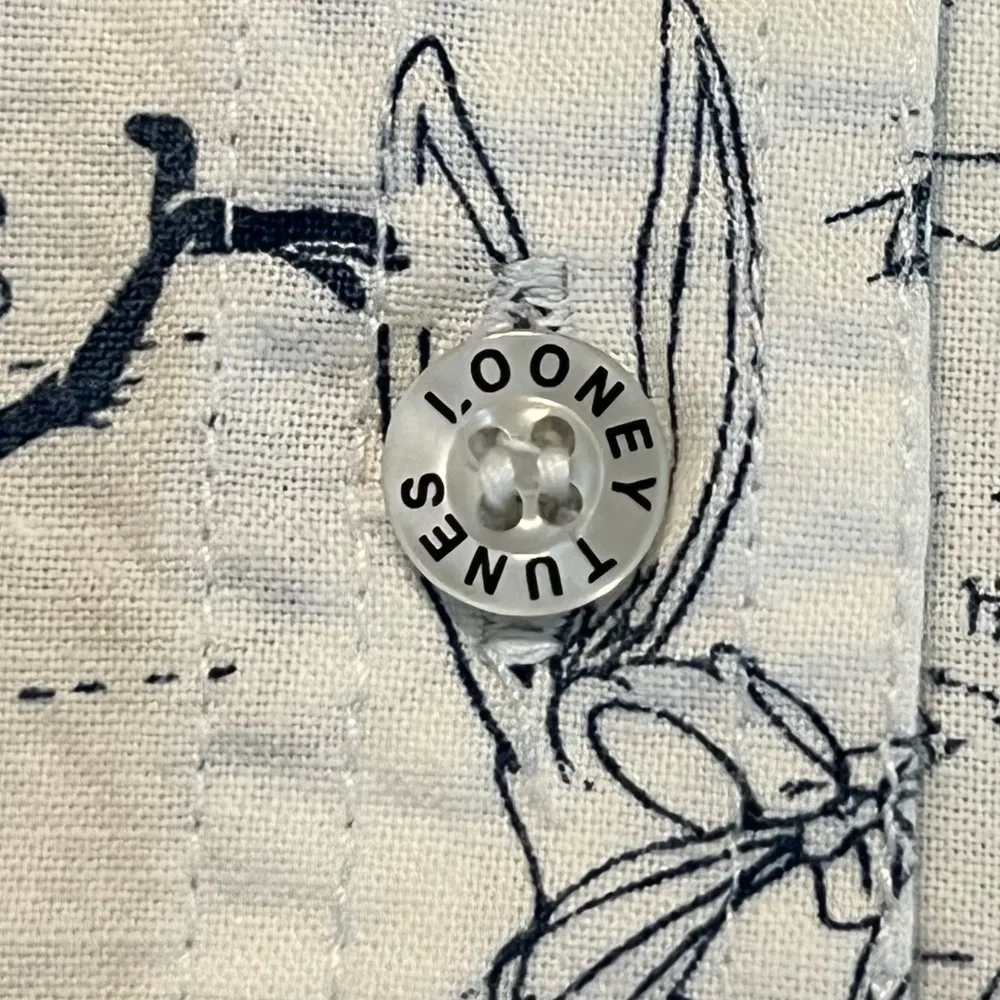 Vintage 90s Looney Tunes Blues Button Down Sleeveless Shirt All Over Print Med - Image 8