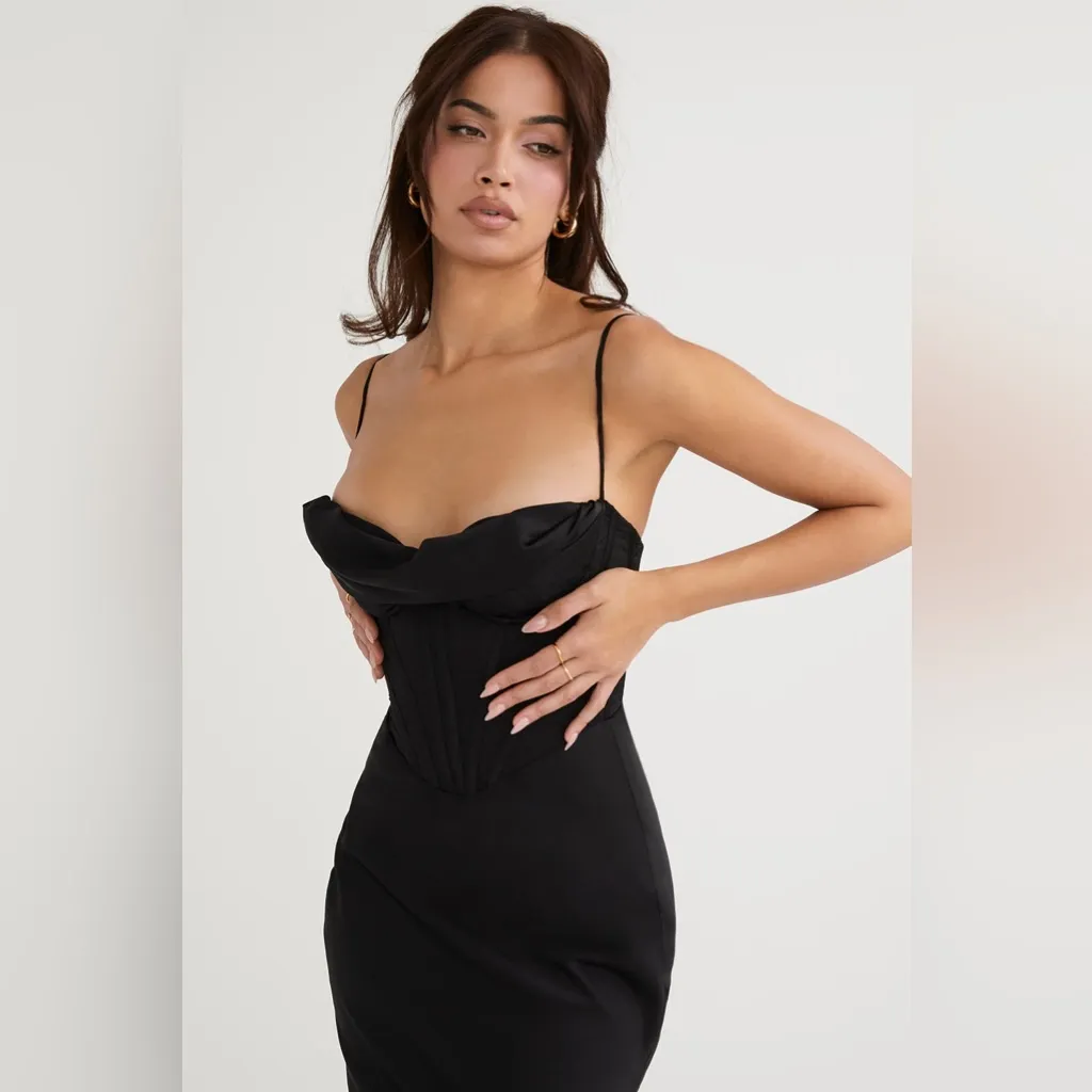 NWOT House of CB Charmaine Black Corset Maxi Dress Plus Cup Size L - Image 3