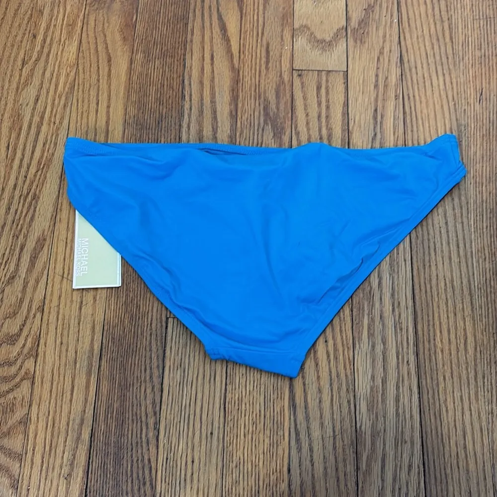 Michael Kors‎ Logo Solid Clean Hipster Bikini Bottoms Cyan Blue Size Large NWT - Image 3