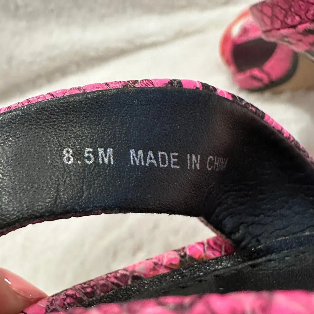 Gianni Bini Neon Pink Black Python Print Heels sz 8.5 - Image 3