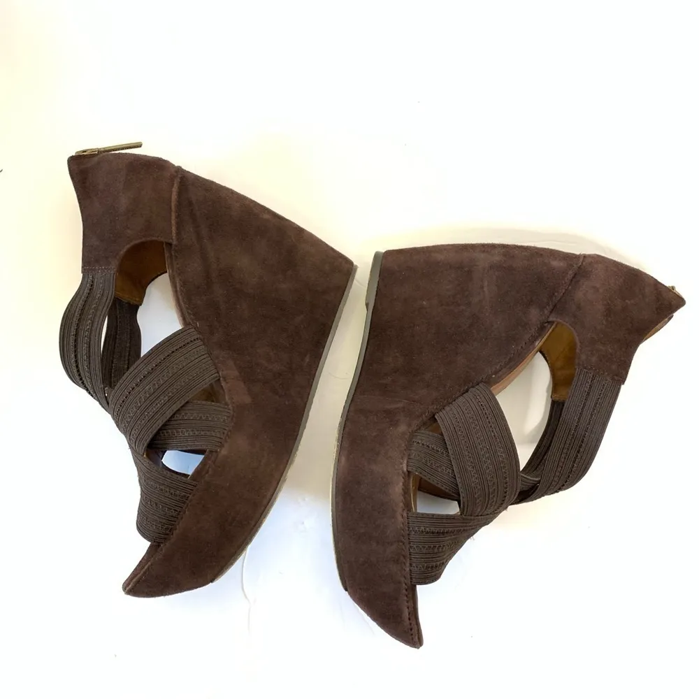Donald J Pliner Brown Suede Wedges 378 Size 8 - Image 5