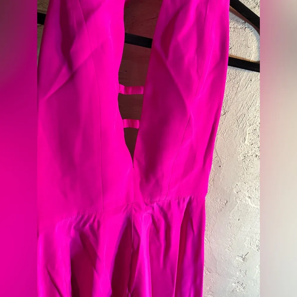 Amanda Uprichard Fuchsia Halter 100% Silk Dress colorful mini halter designer - Image 2