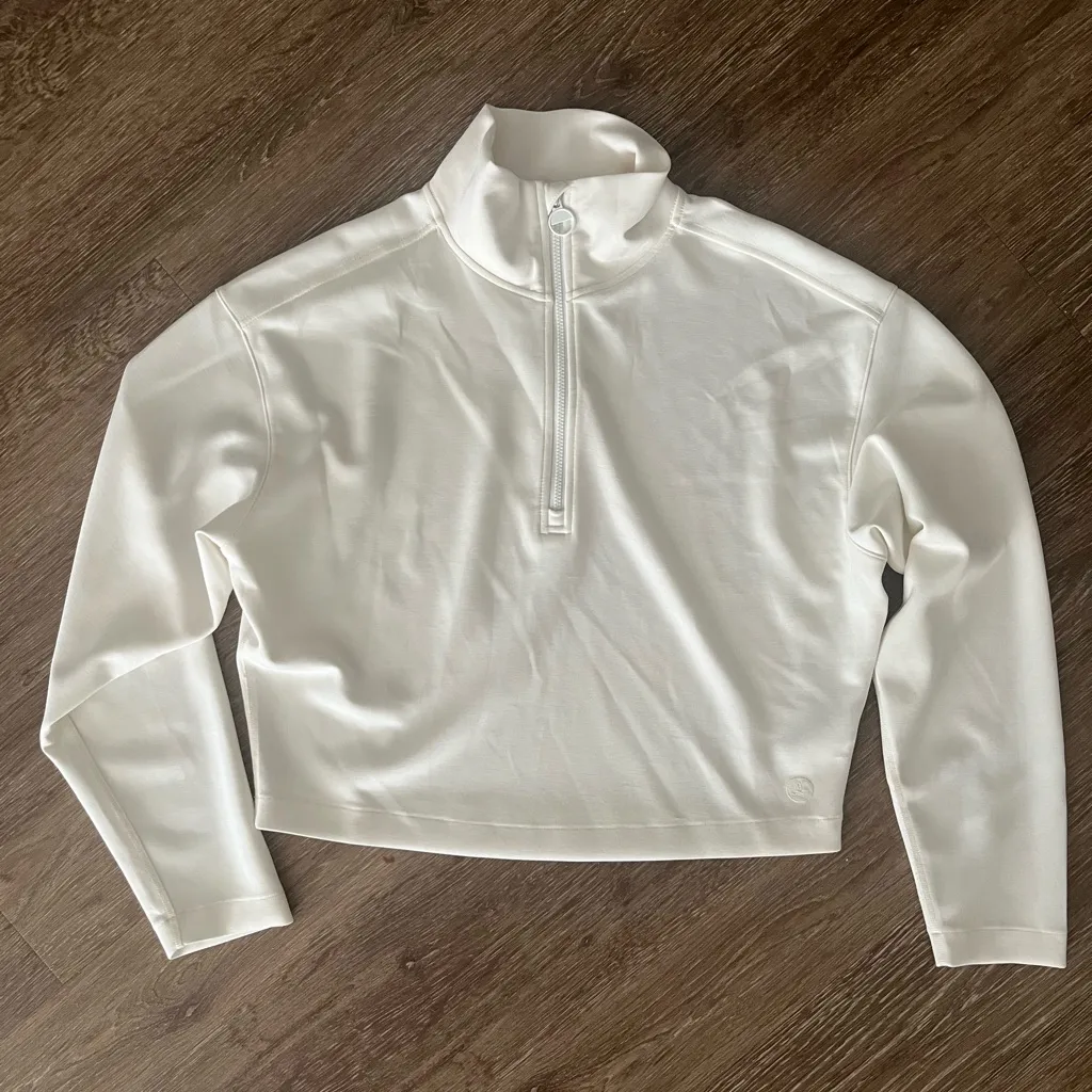Prana Shea Half-Zip Soft White Cropped Size Small athletic lounge yoga - Image 9