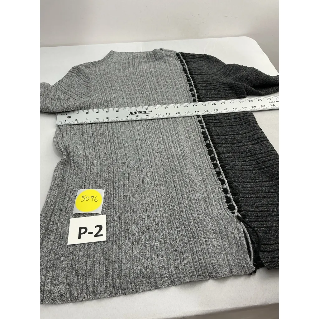 Womans Nic & Zoe Pullover Long Sleeve Sweater Large Gray Black Braided Detail - Image 5